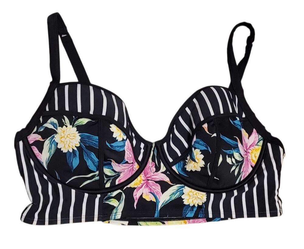 Torrid 2 D/DD Breezy Tropical Stripe Underwire Bikini Top